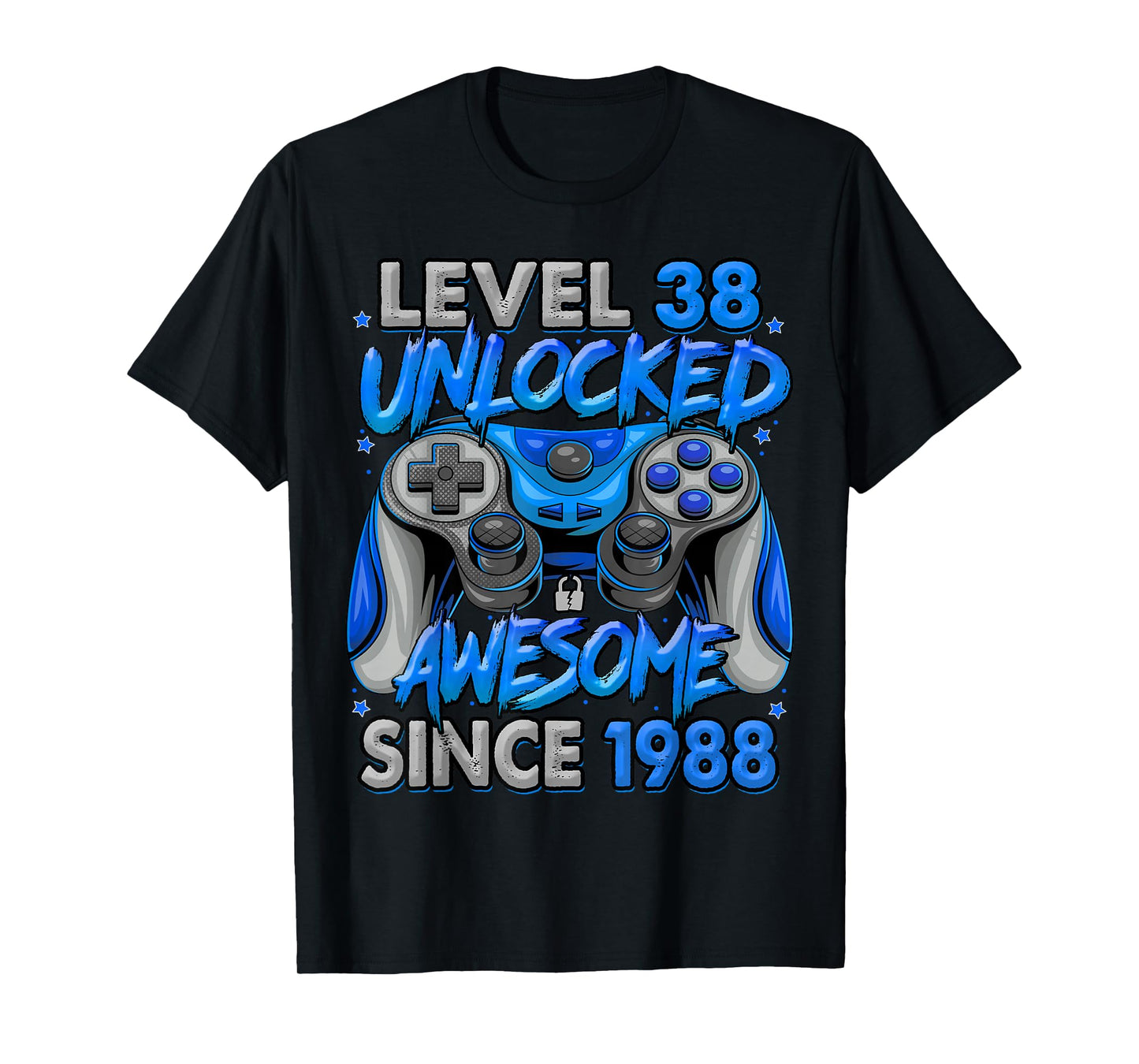 Level 38 Unlocked Awesome Since 1988 38th Birthday Gaming T-Shirt