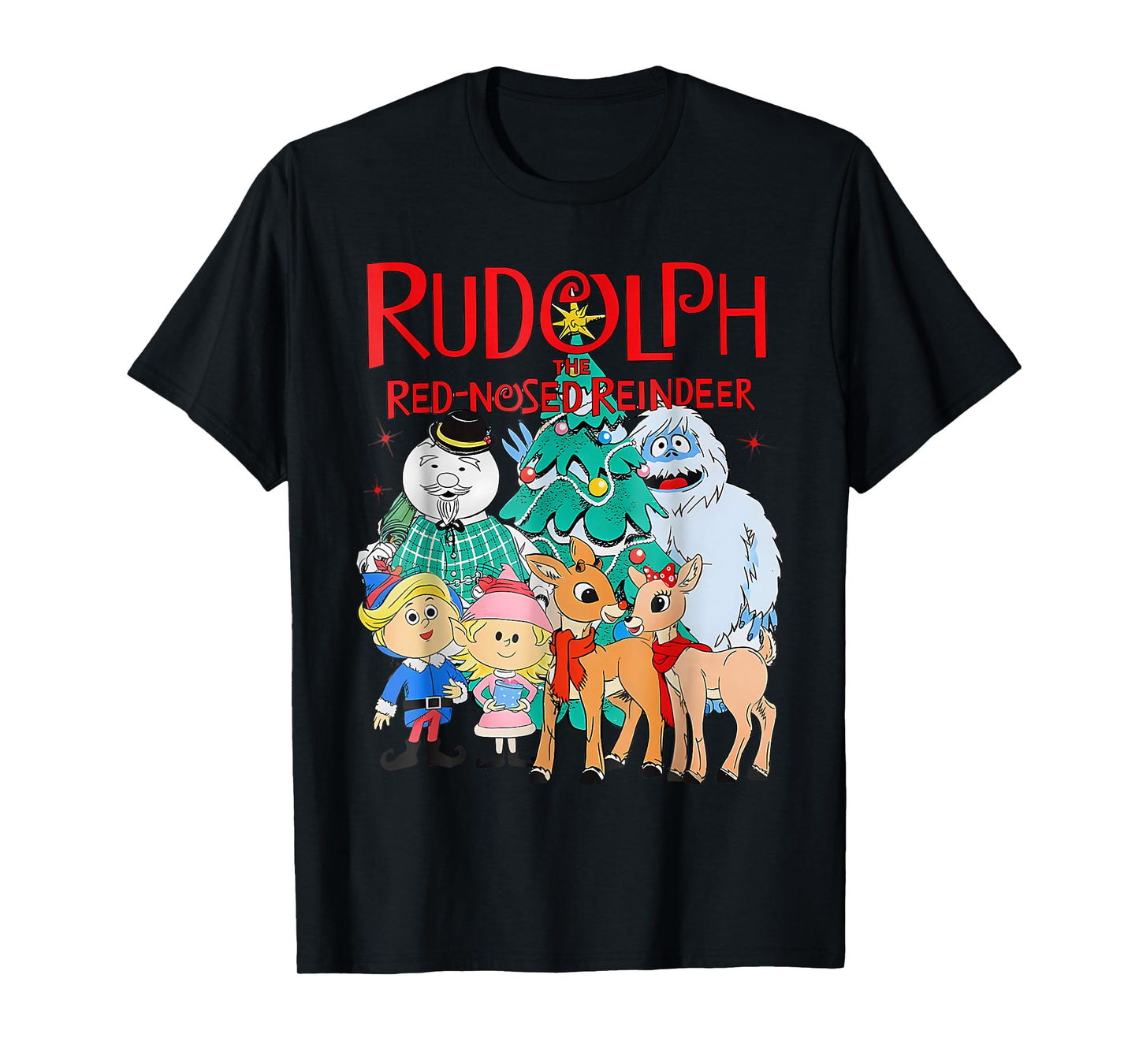 Funny Cute Rudolph The Red Nosed Reindeer Christmas Tree T-Shirt