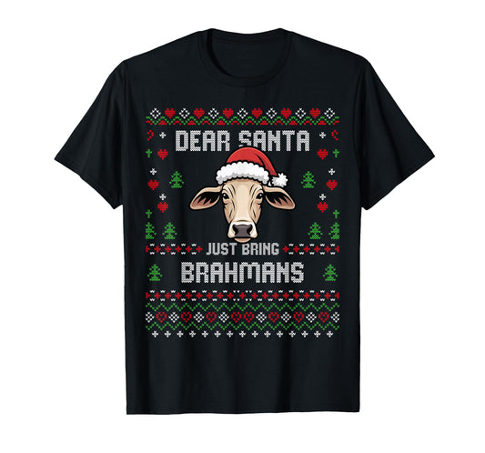 Brahman Cow Christmas Cattle Ugly Xmas Sweater Rancher T-Shirt