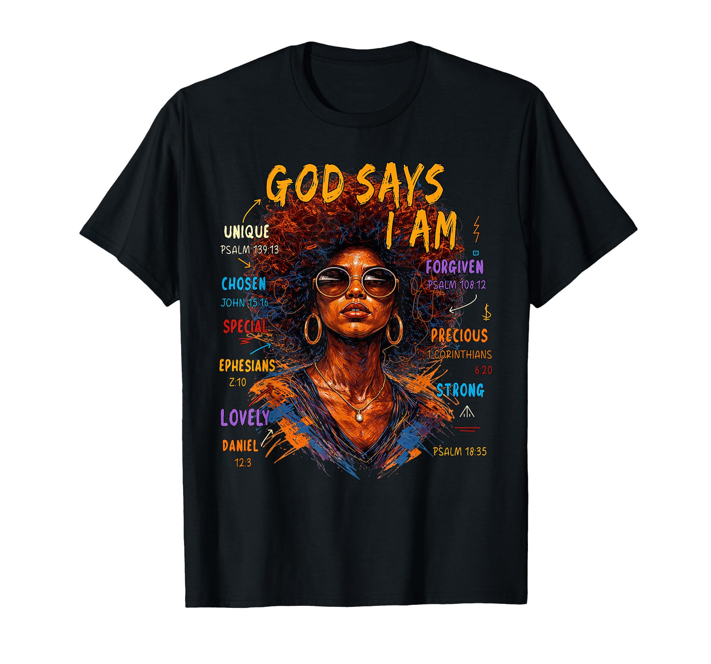 Womens Black Girl Queen God Says I Am Melanin History Month T-Shirt