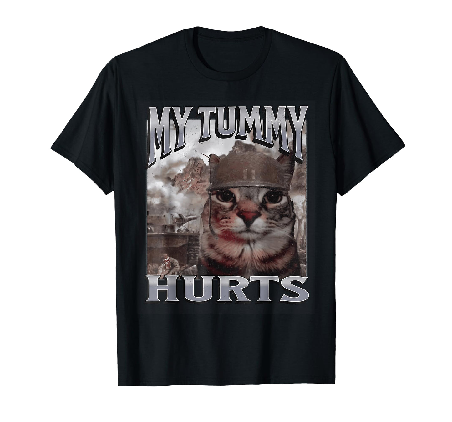 My Tummy Hurts Funny Cat Meme Bootleg Graphic T-Shirt