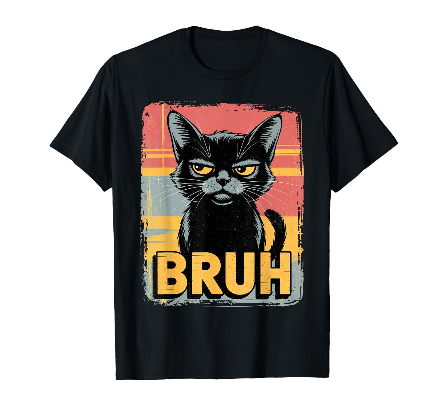 Sarcastic Bruh Anime - Grumpy Cartoon Meme Graphic Funny Cat T-Shirt