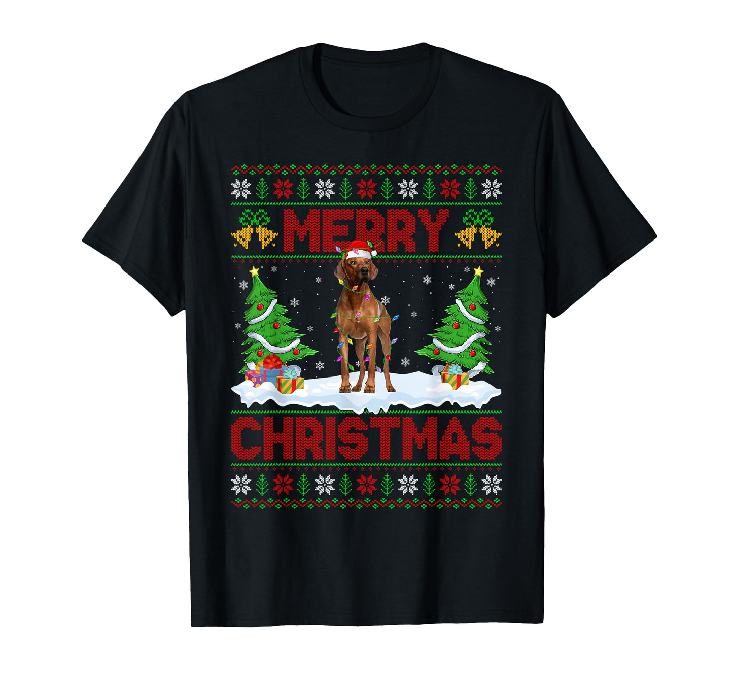 Rhodesian Ridgeback Christmas Ugly Sweater Funny Dog Xmas T-Shirt