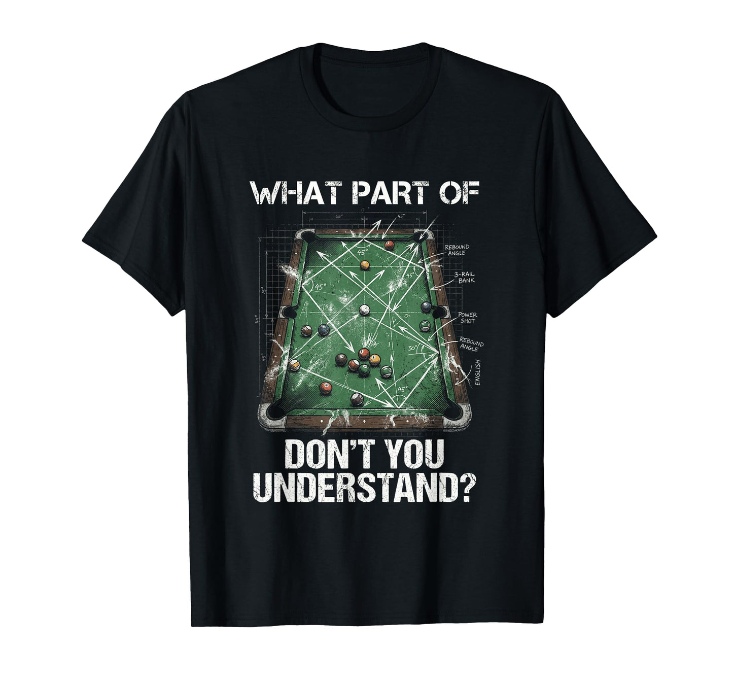 Pool Table Cue Sports Humor Funny Billiards Blueprint T-Shirt