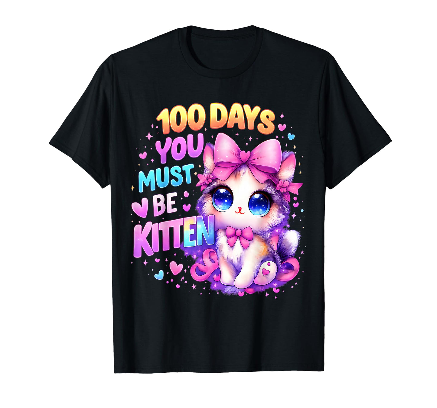100 Days of School Girls Hearts You Must Be Kitten Cat Youth T-Shirt