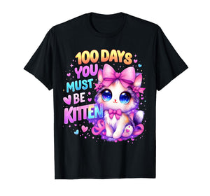 100 Days of School Girls Hearts You Must Be Kitten Cat Youth T-Shirt