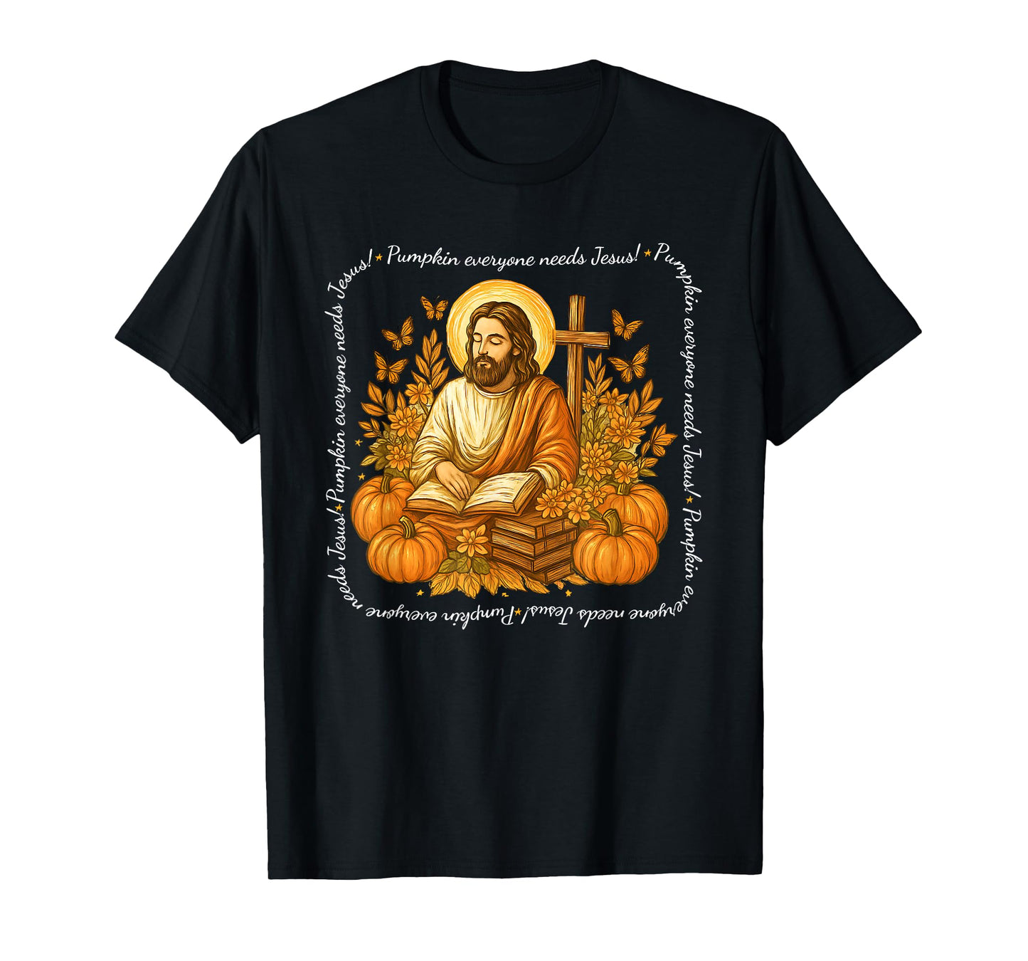 Pumpkin Everyone Needs Jesus Fall Christian Thanksgiving T-Shirt
