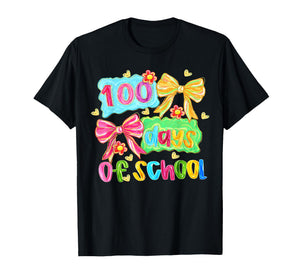 100 Days of School Coquette Bow Heart Girl Women Kid T-Shirt