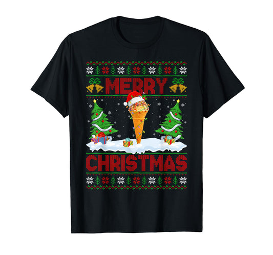 Ice Cream Cone Ugly Xmas Sweaters Funny Lights Christmas T-Shirt
