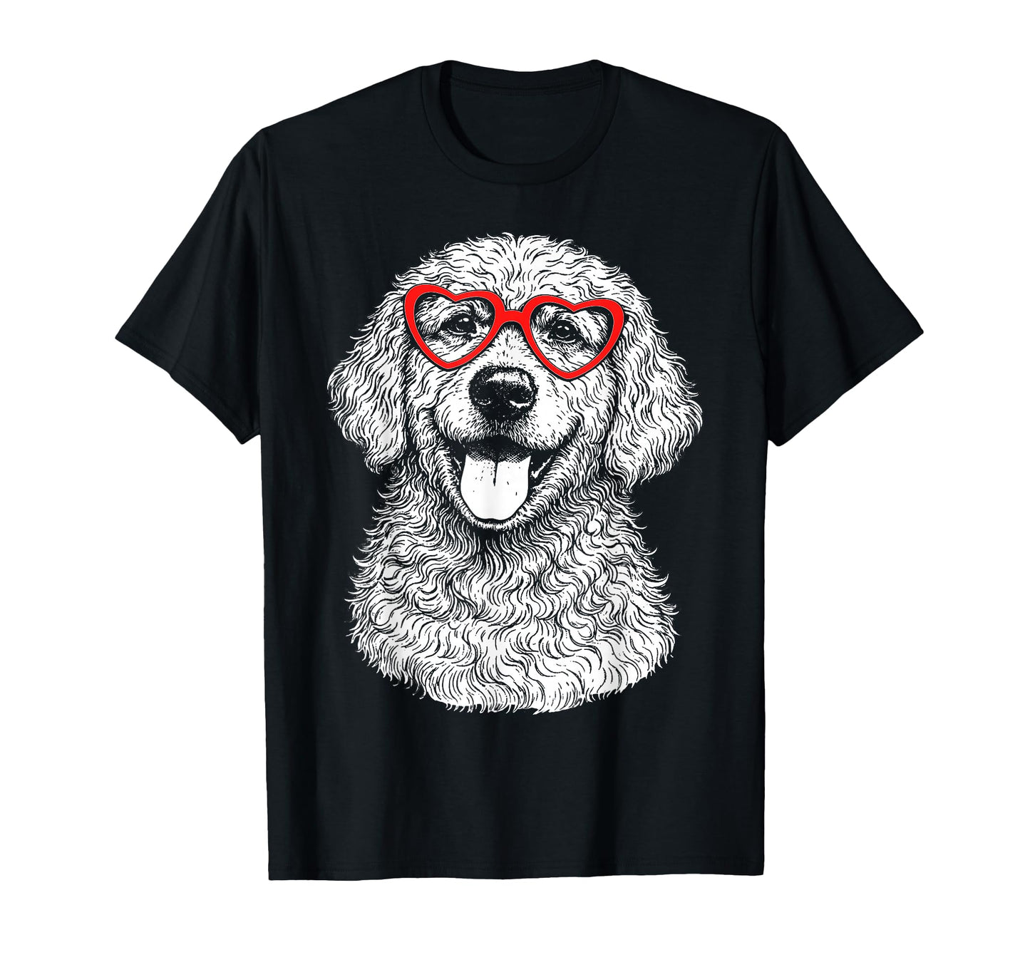 Funny Goldendoodle Face Heart Glasses Dog Valentine’s Day T-Shirt