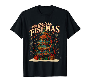 Merry Fishmas Funny Fishing Christmas Design T-Shirt