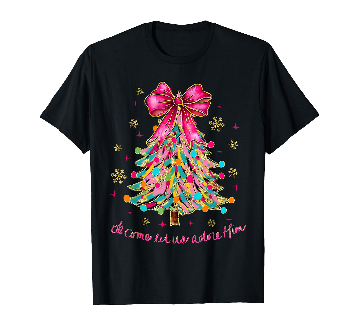 Oh Come Let Us Adore Him Jesus Christian Holiday Christmas T-Shirt