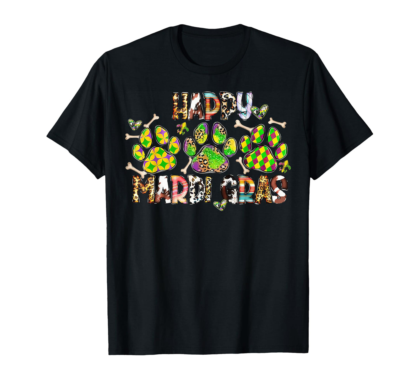 Paw Happy Mardi Gras Dog Lover Masquerade Festival Parade T-Shirt