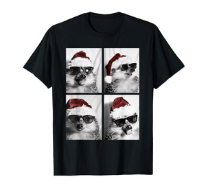 Funny Christmas Hedgehogs with Sunglasses Santa Hat Festive T-Shirt