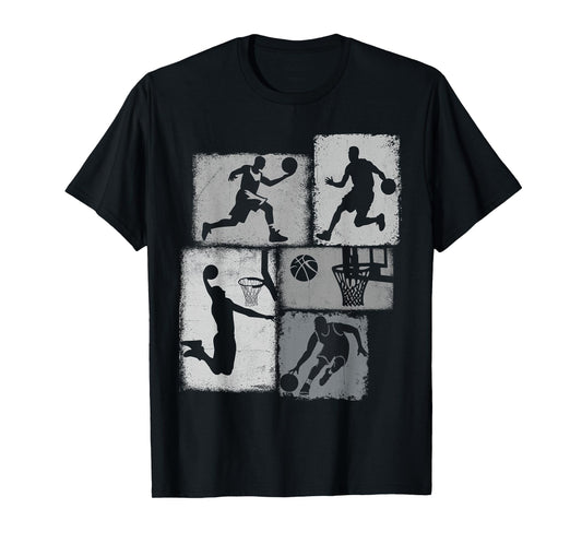 Basketball Player Collage Men Kids Coach Youth Boys T-Shirt