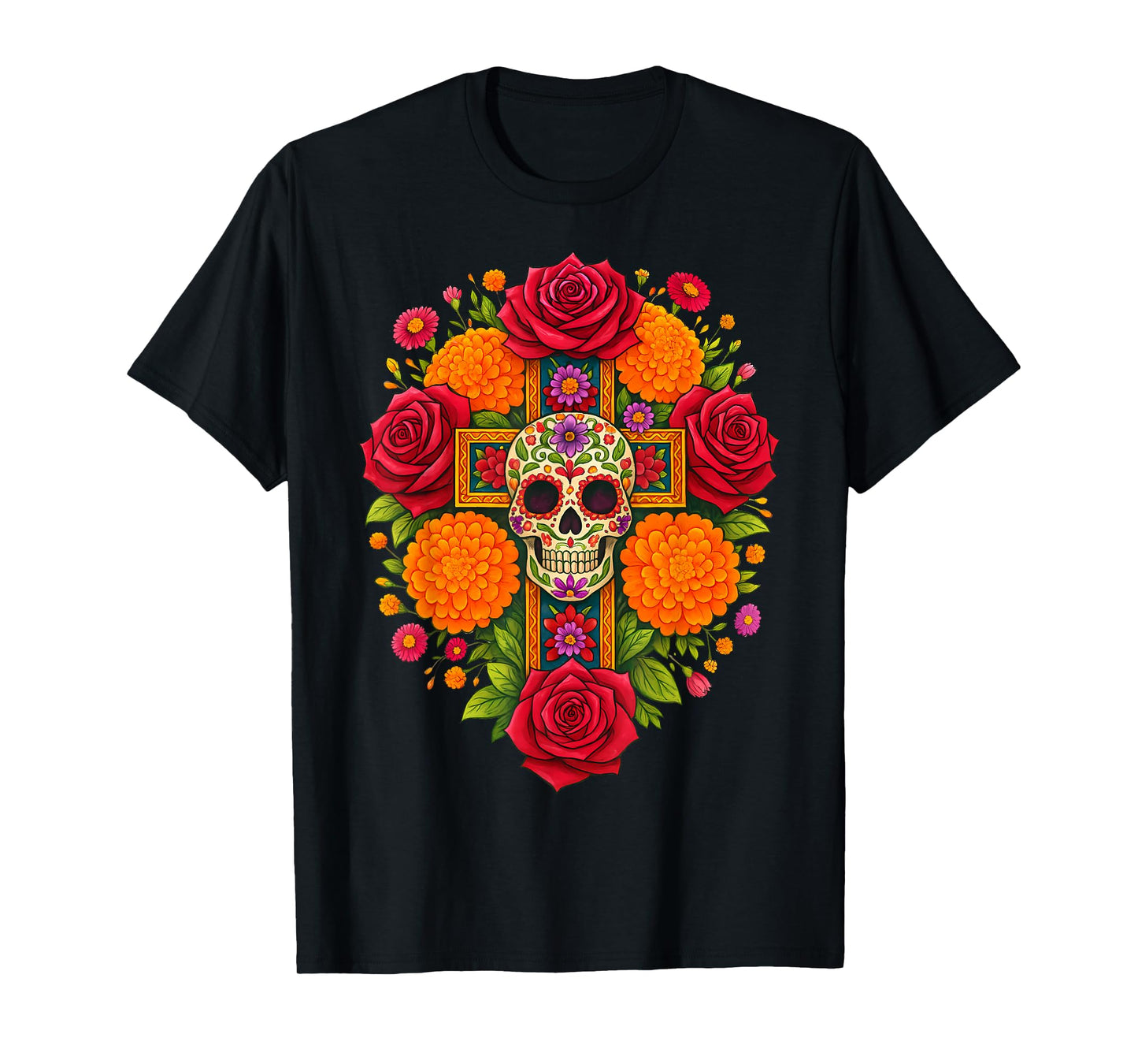 De Los Muertos Day of The Dead Sugar Skull Christian Women T-Shirt