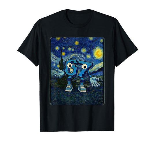 67 Six Seven 6-7 Starry Night Van Gogh Brainrot Kids Meme T-Shirt