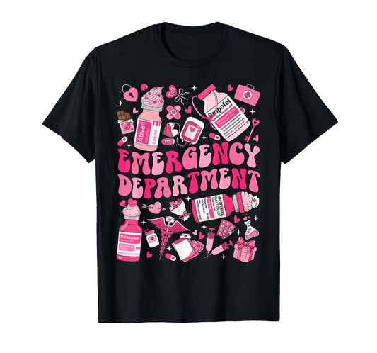 Retro Emergency Department ED ER Nurse Valentine Day Women T-Shirt