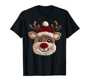 Cute Reindeer Rudolph Crochet Xmas Pajamas Holiday Christmas T-Shirt