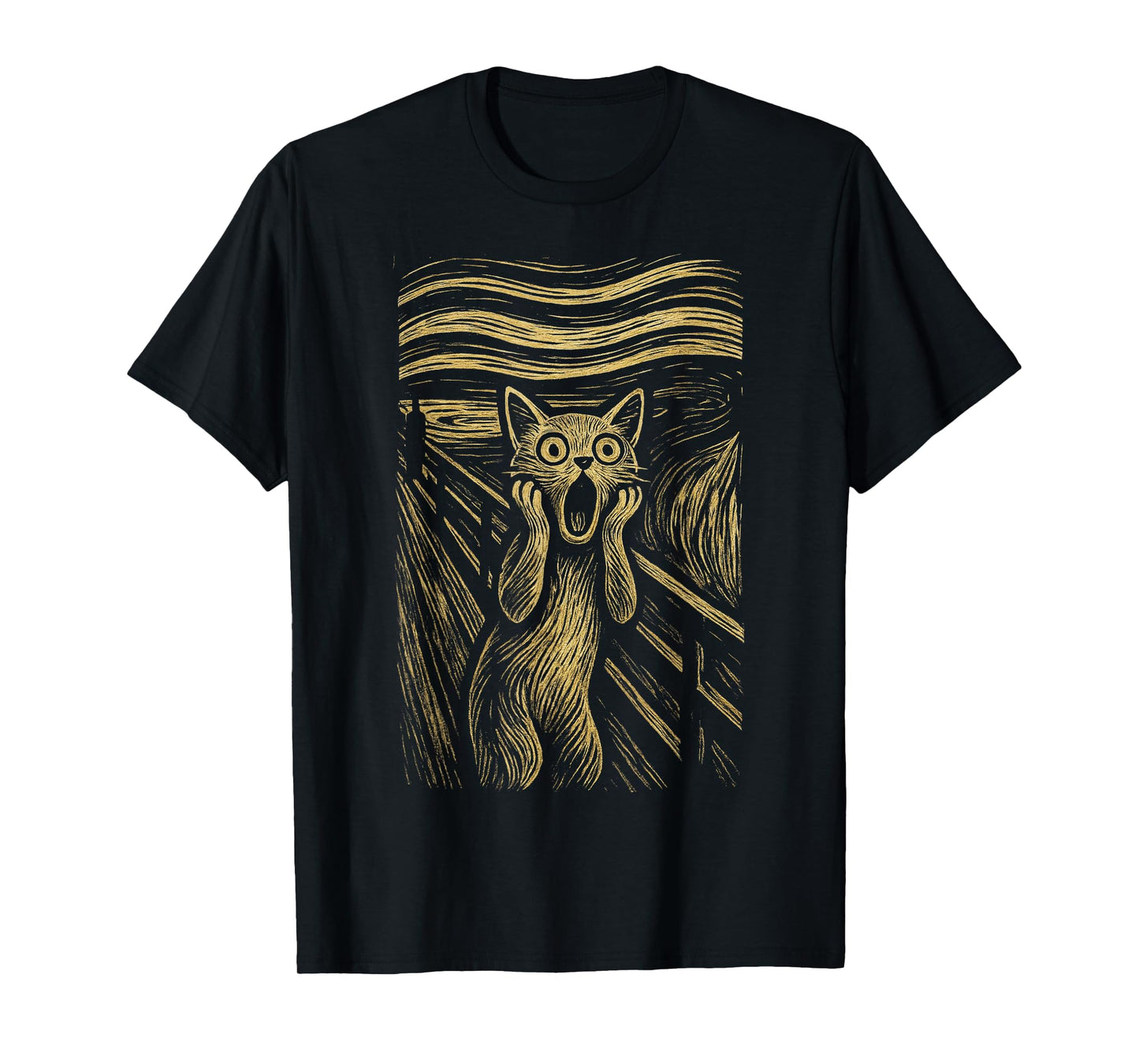 The Scream Funny Cat Grunge Painting by Munch Graphic Art T-Shirt