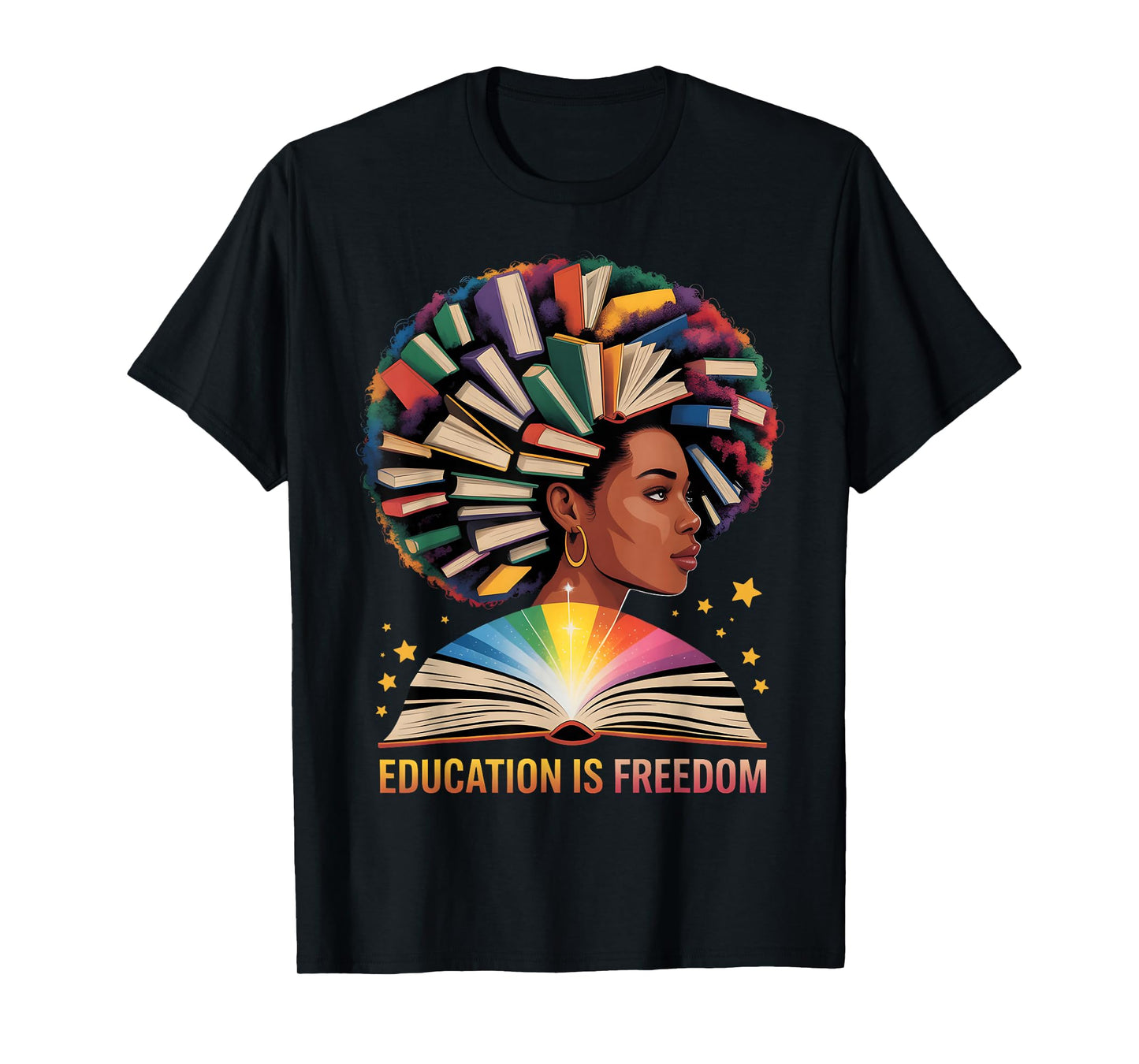 Education is Freedom Afro Women Book Illustration Teacher T-Shirt