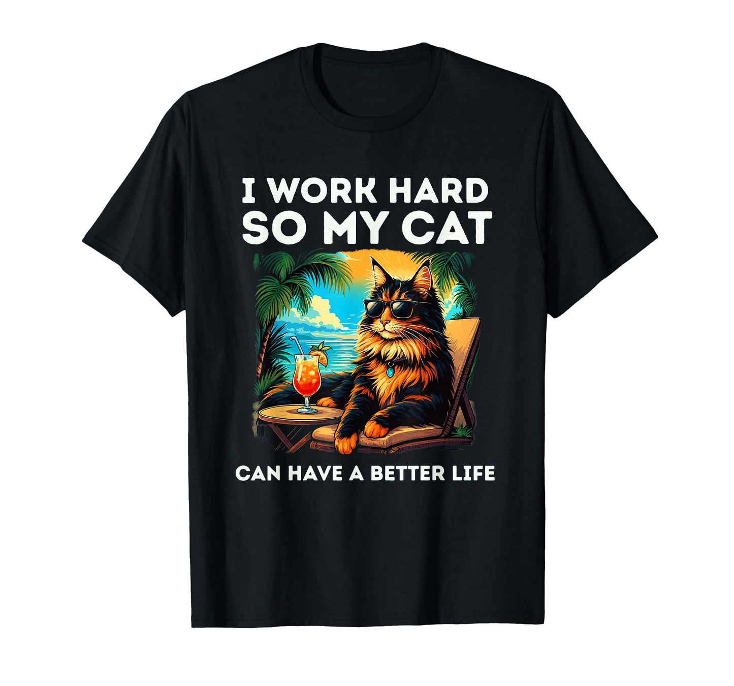 Funny Maine Coon Cat Lover Design I Work Hard Maine Coon Cat T-Shirt