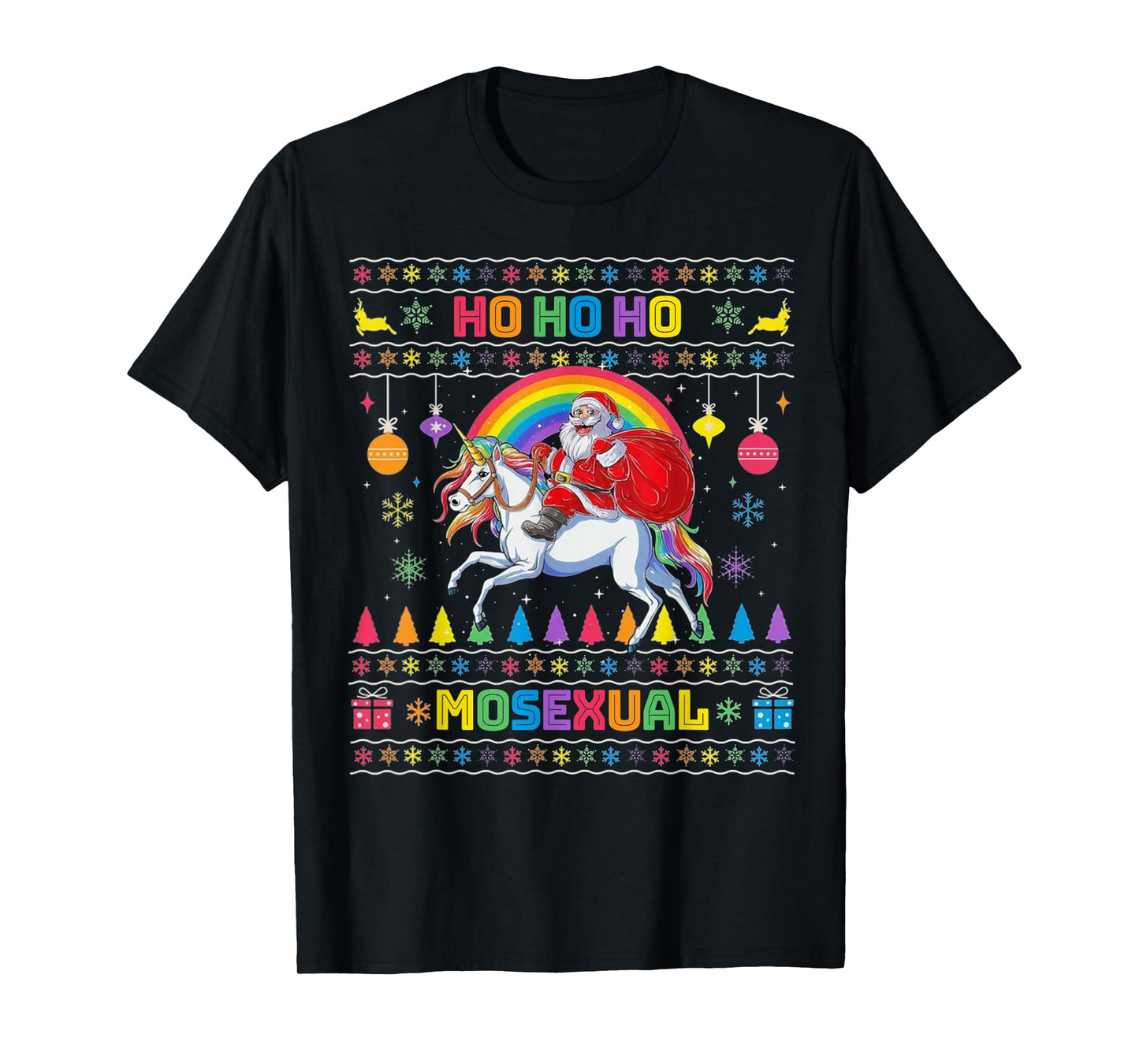 Christmas Ho Ho Ho Mosexual Gay Santa Riding Horse LGBT T-Shirt