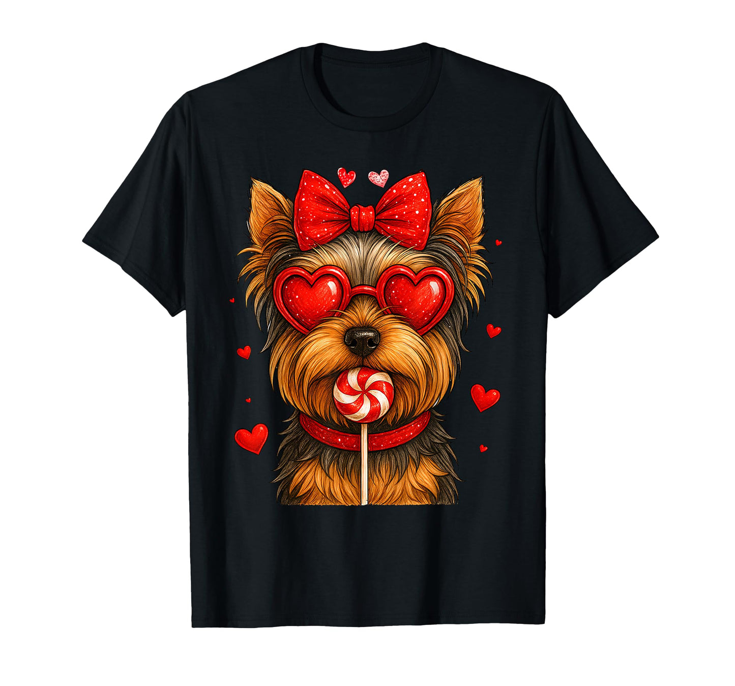 Cute Yorkshire Terrier Yorkie Valentine Heart Candy Kid Girl T-Shirt