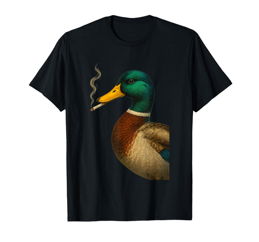 Mallard Duck Smoking A Cigarette Vintage Funny Duck Hunting T-Shirt