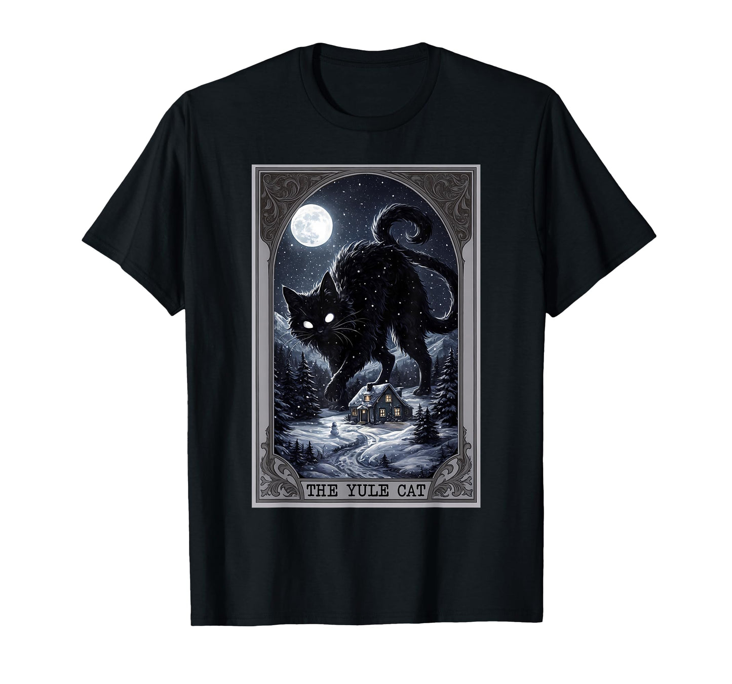 Creepmas Vintage The Yule Cat Tarot Card Dark Christmas T-Shirt