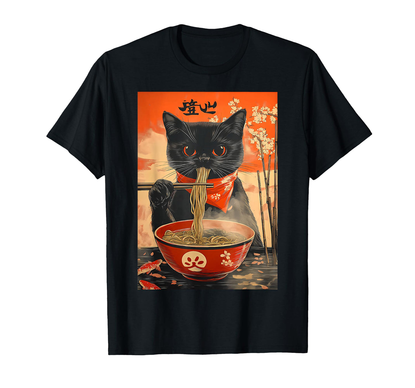 Cat Eat Ramen Japanese Funny Graphic Kawaii Cat Anime Gifts T-Shirt