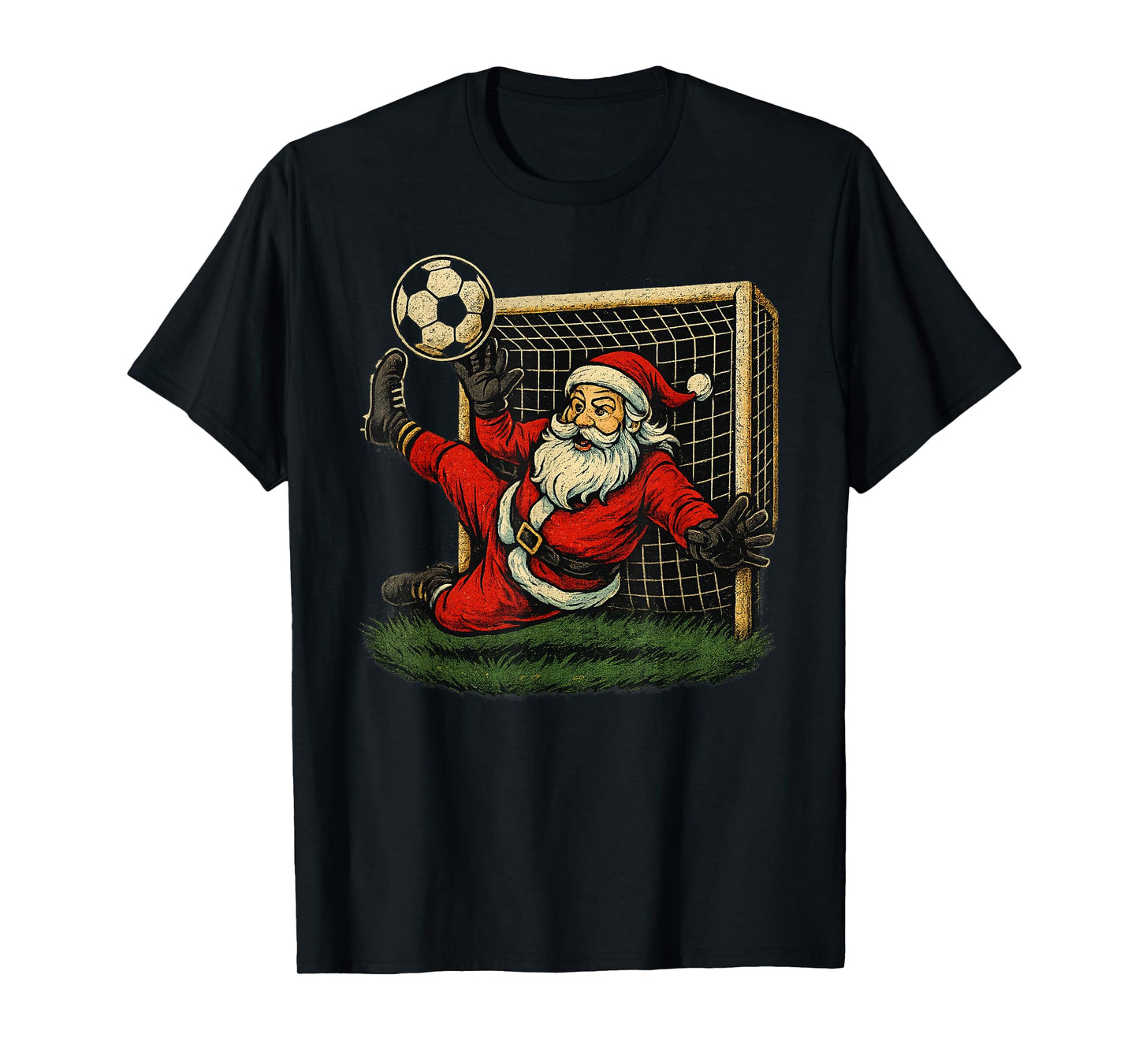 Soccer Goalie Santa Claus Christmas Sports Boys Youth T-Shirt