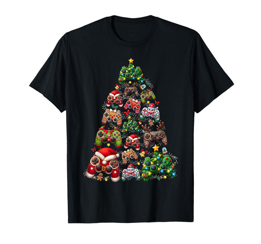 Funny Retro Christmas Gaming Controller Xmas Tree Gamer T-Shirt