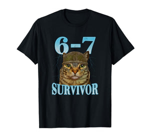 Funny Saying 67 Cats Tummy Ache Survivor Cat Meme six Seven T-Shirt