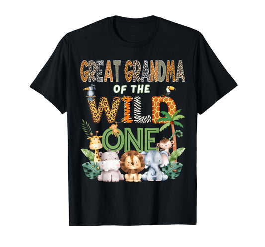 Great Grandma of The Wild One Safari 1St Birthday Kids T-Shirt