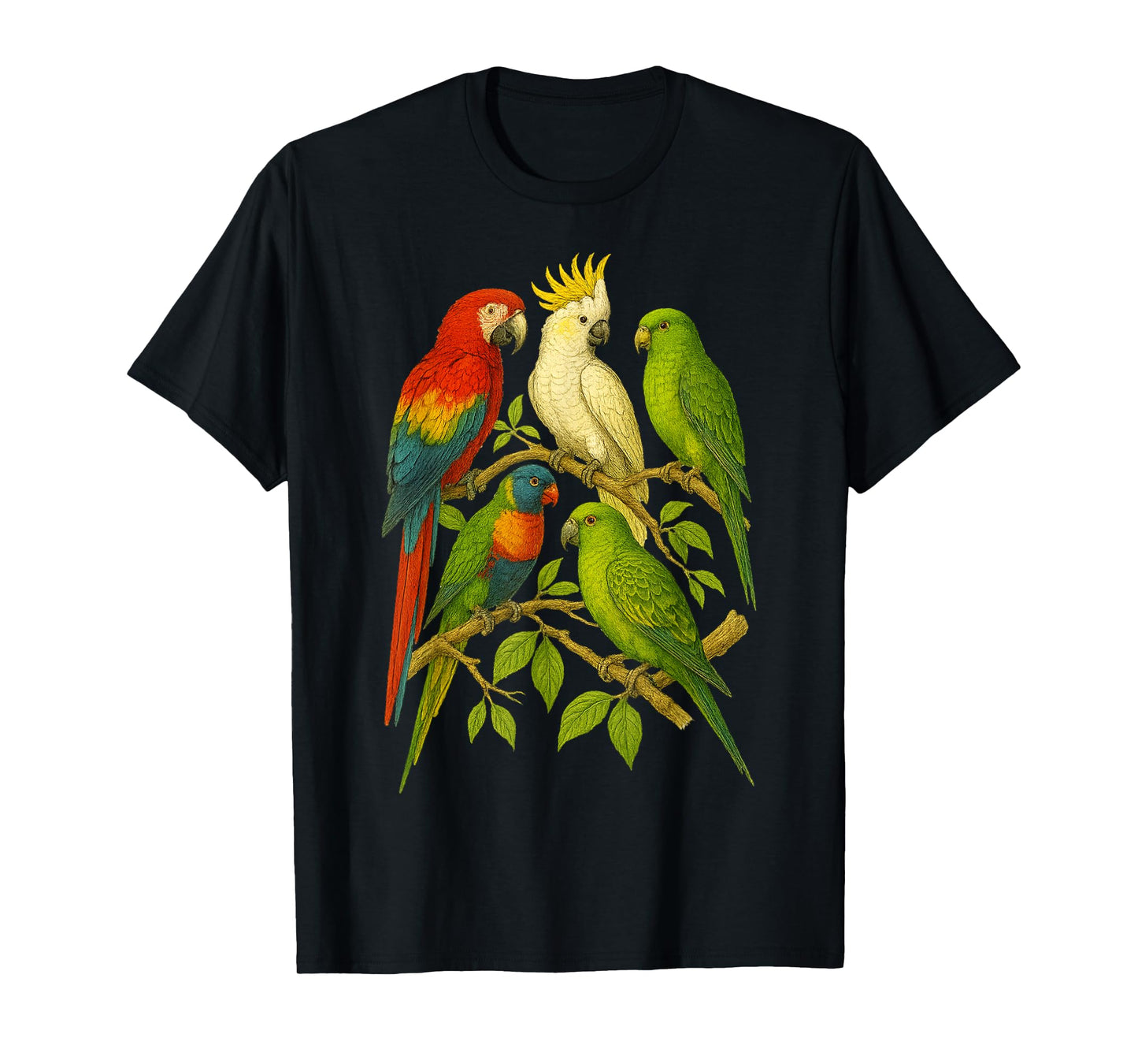 Vintage Tropical Parrots Exotic Birds Nature T-Shirt