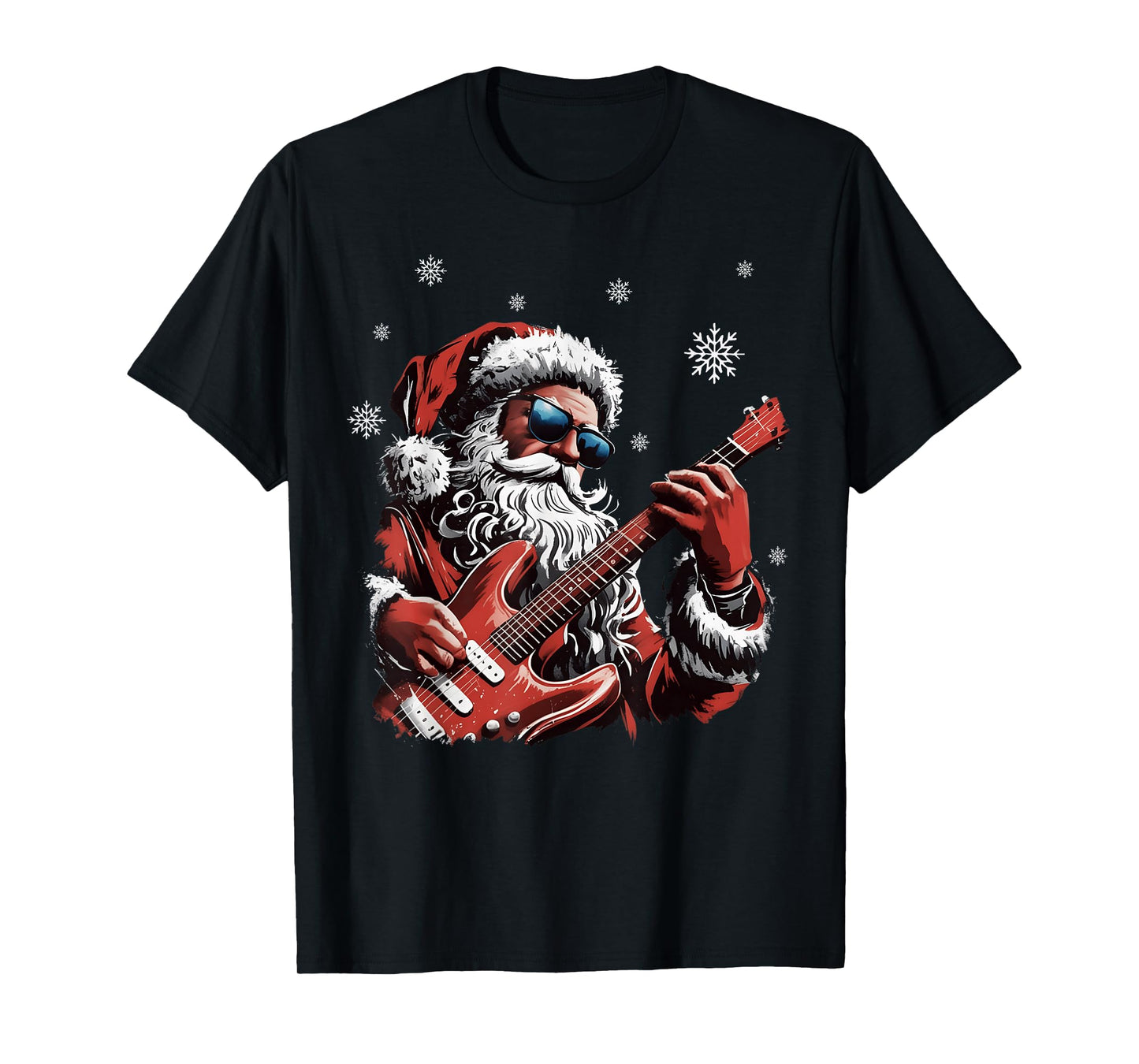 Funny Christmas Rock Santa Claus Playing Guitar Men Boy Kid T-Shirt
