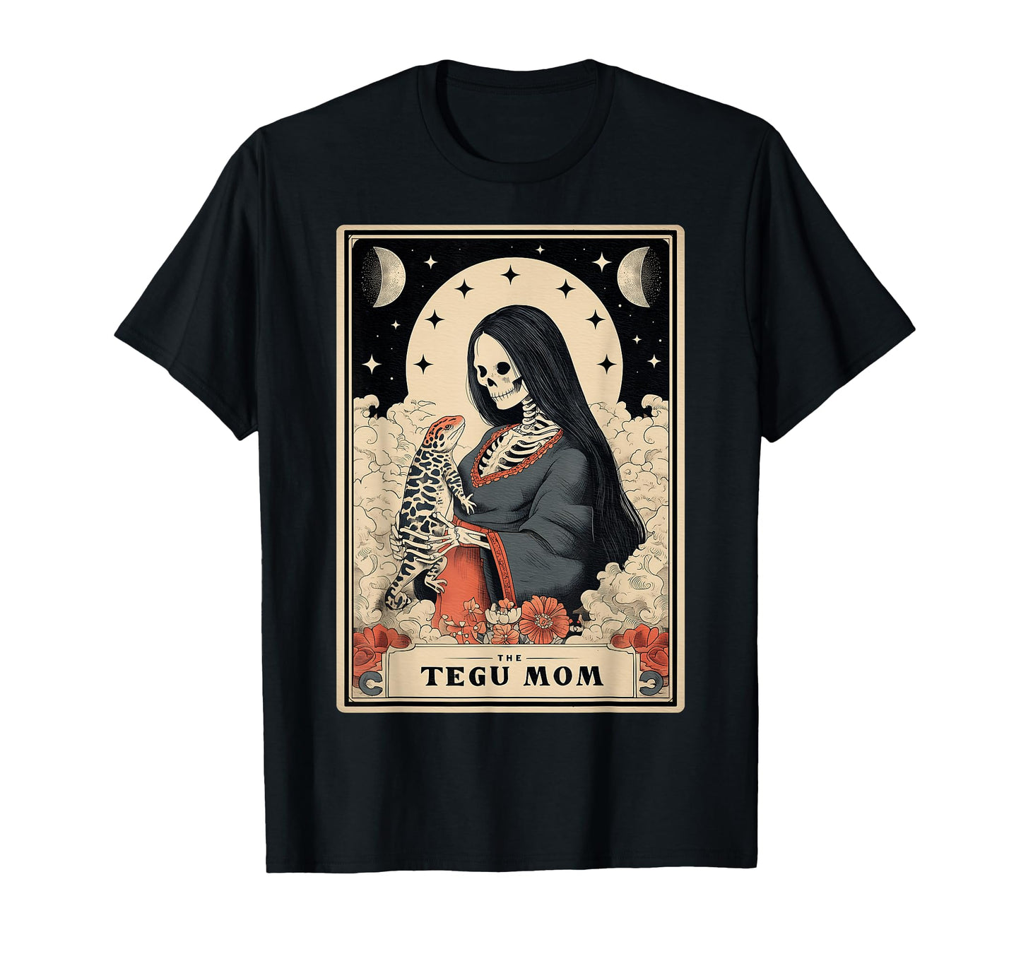 The Tegu Mom Argentine Black and White Lizard Tarot Card T-Shirt
