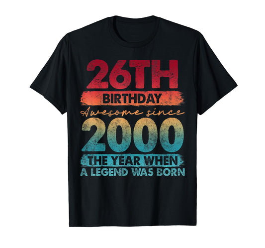 26 Year Old Gifts Vintage 2000 Limited Edition 26th Birthday T-Shirt