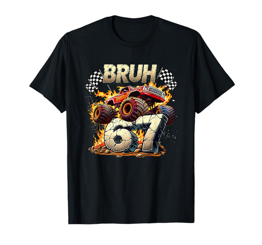 Bruh 67 Meme Funny Monster Truck 6 7 Costume Kids Youth Boys T-Shirt