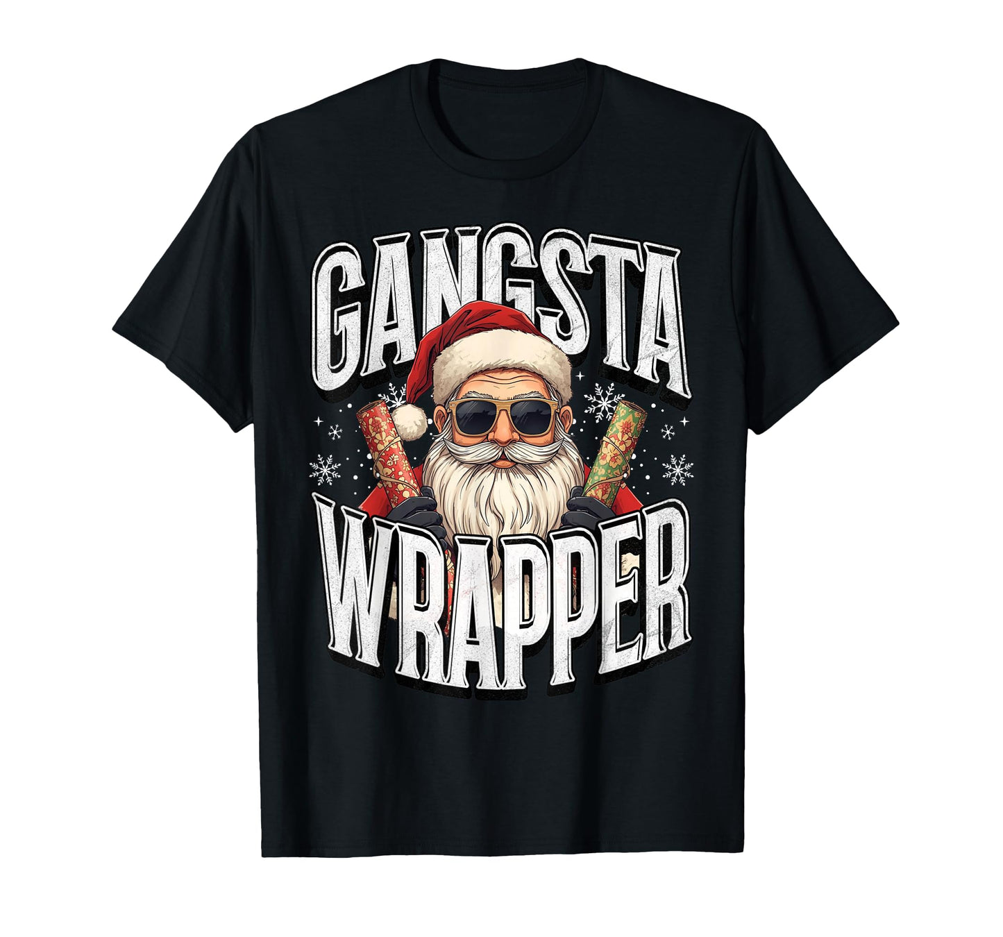 Santa Claus Gangsta Wrapper Funny Christmas Xmas T-Shirt