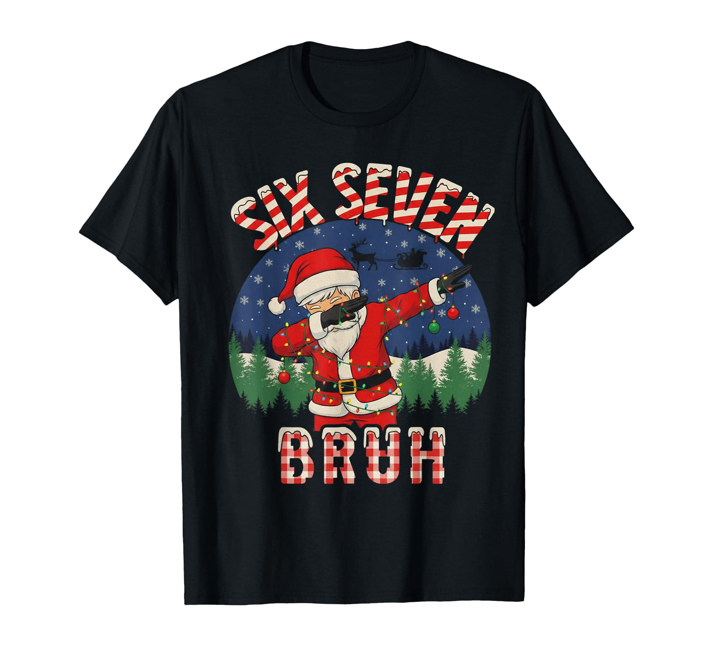 Funny Six Seven Bruh Dabbing 67 Christmas Holiday Women Kids T-Shirt
