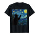 Starry Night Cat Art Graphic Cute Night Sky Painting Design T-Shirt