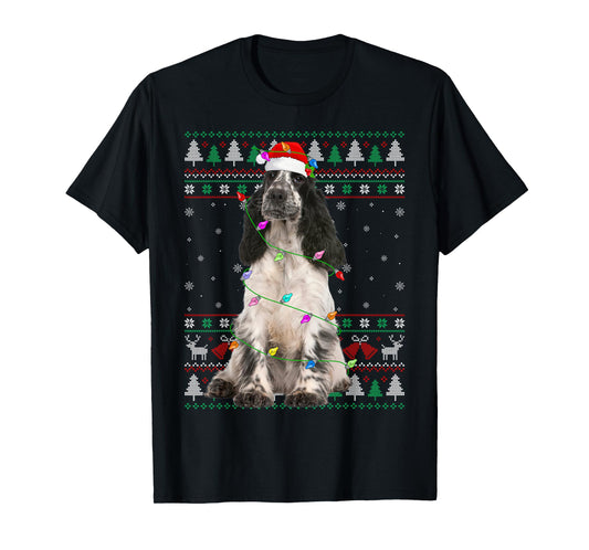English Springer Spaniel Dog Christmas Ugly Sweater Dog Xmas T-Shirt