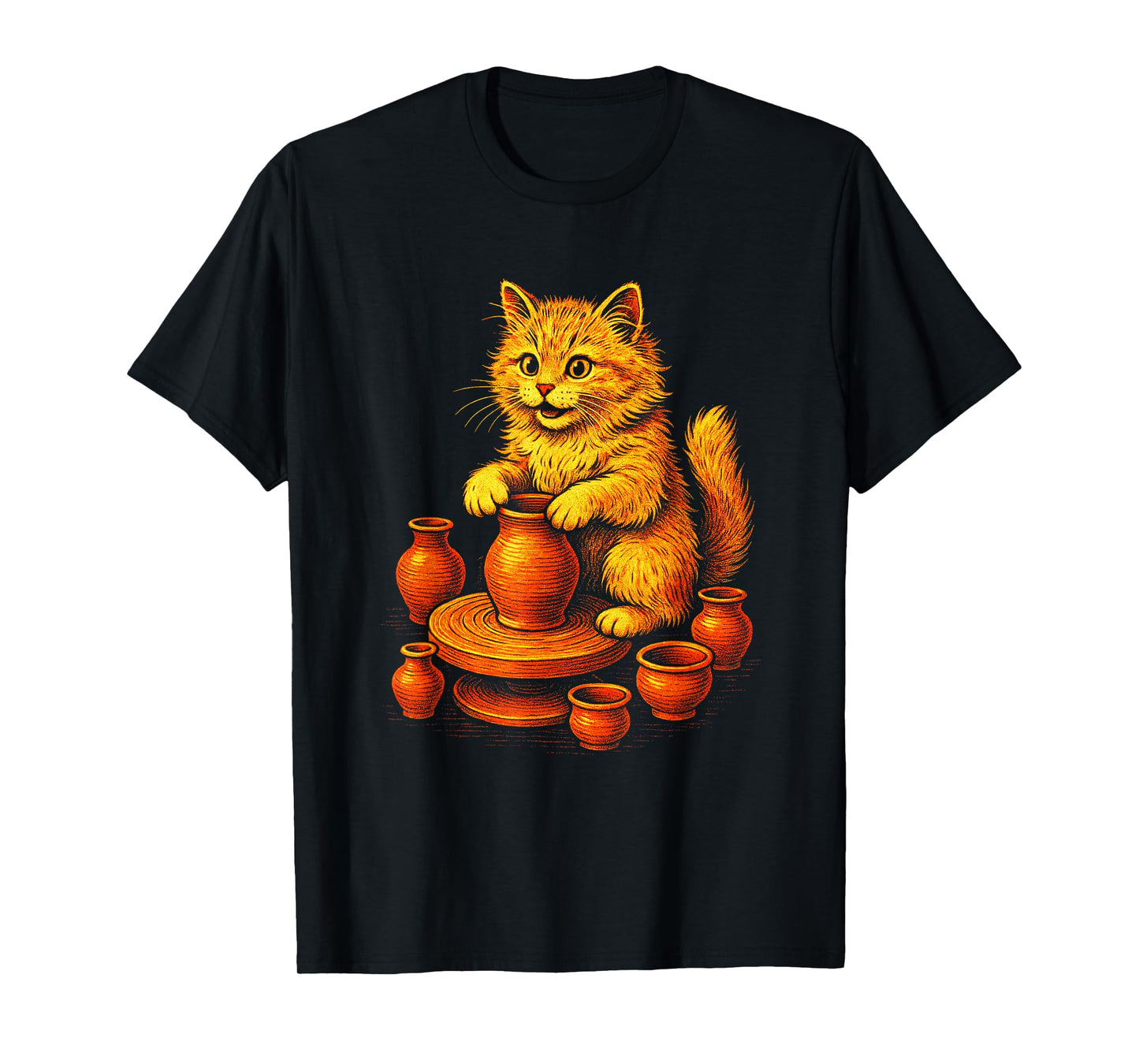 Pottery Cat - Retro Artist Kitten T-Shirt