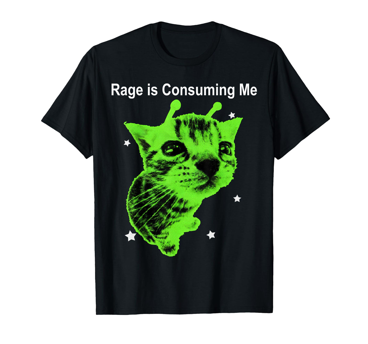 Rage is Consuming Me Alien Cat Silly Staring Cat Meme Funny T-Shirt