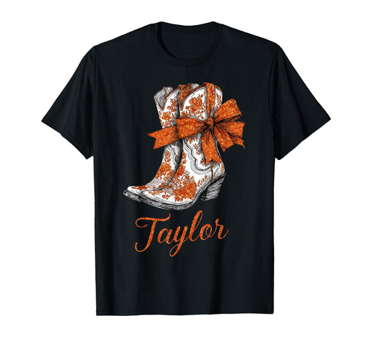 Girl Retro Taylor First Name Personalized Groovy 80's T-Shirt