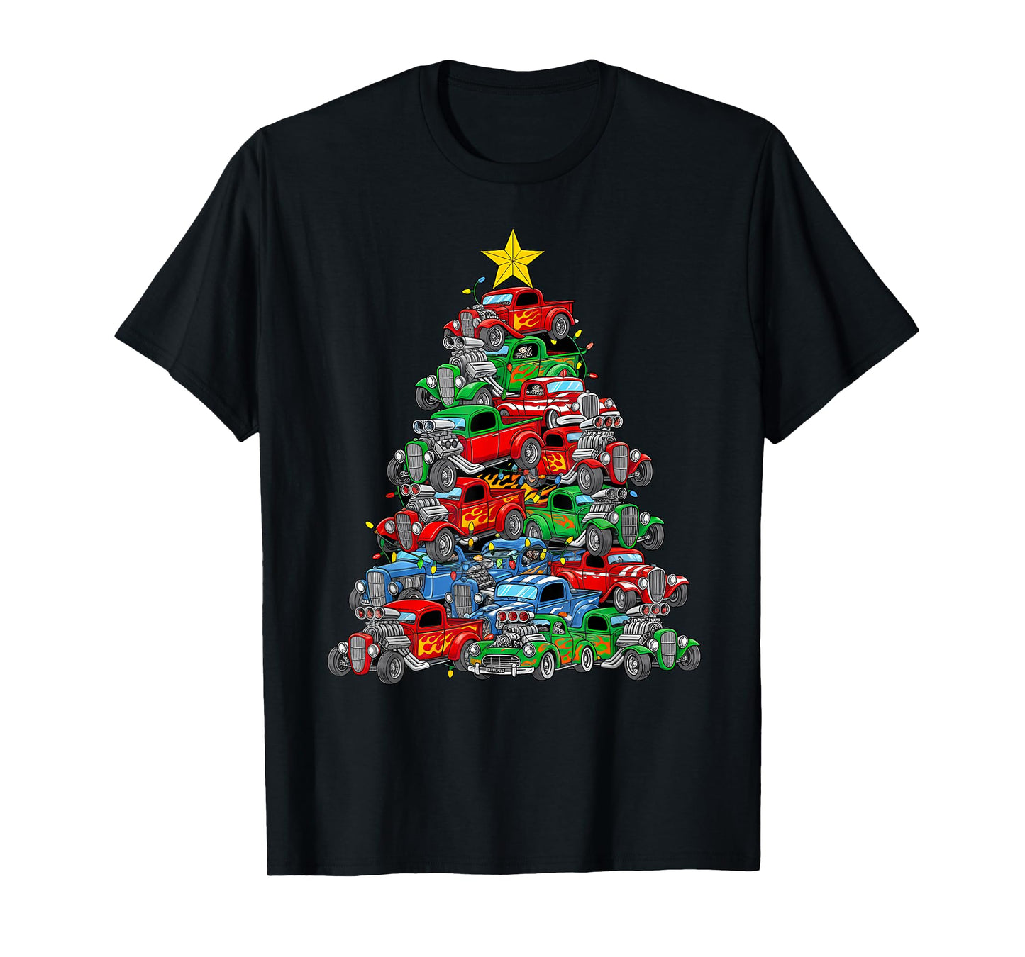 Hot Rod Christmas Tree Muscle Car Boys Men Xmas Classic Cars T-Shirt