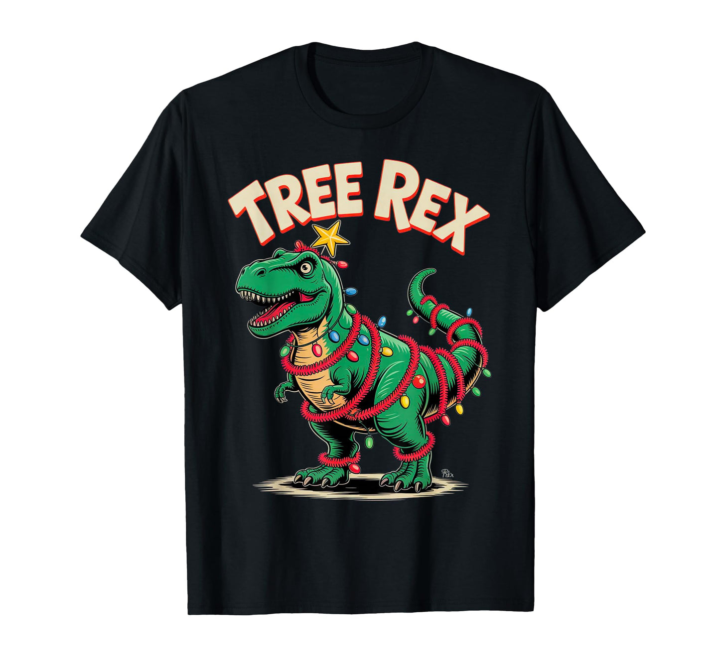 Tree REX Christmas Costume T-Rex Dinosaur Xmas Light Family T-Shirt