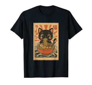 Kawaii Neko Ramen Vintage Japanese Cat T-Shirt
